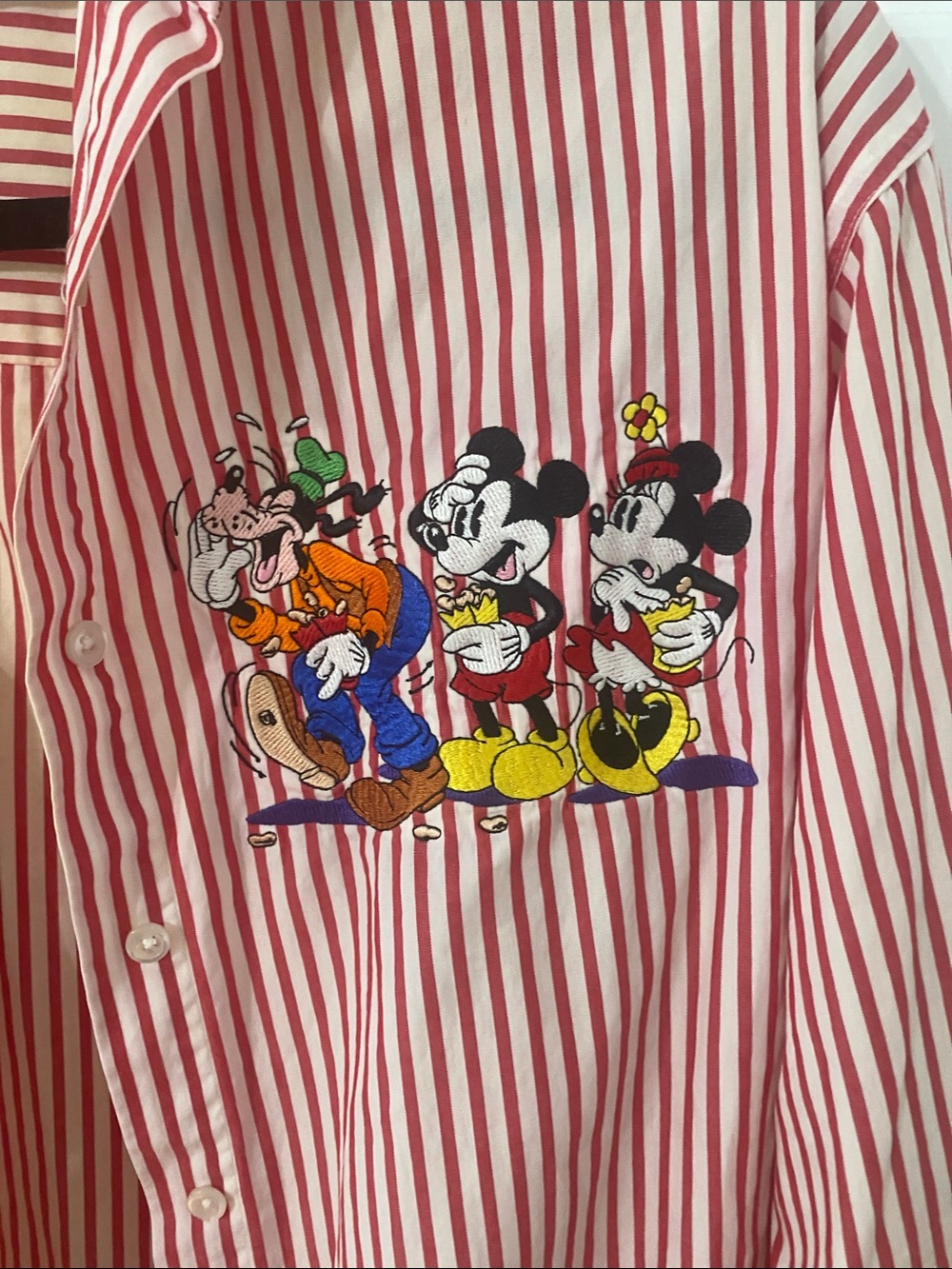 Disney Red & White Striped Button-Down Shirt with Character Embroidery - Picture 3 of 6